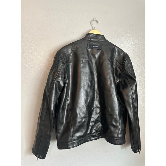 VTG US Polo Assn Leather Racer Motorcycle Jacket mens M Black - Picture 7 of 7